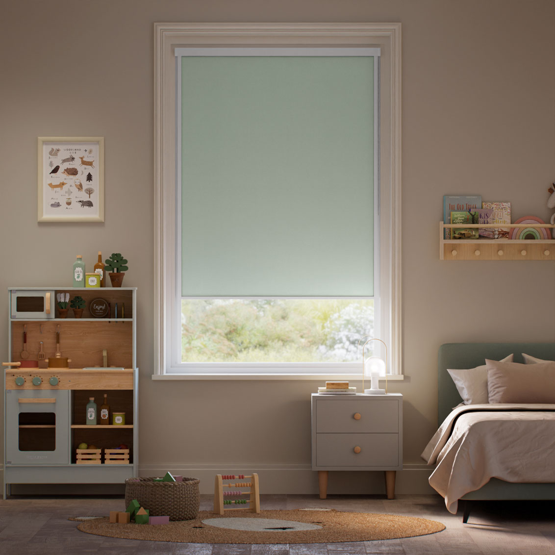 Stick On Sevilla Blackout Pistachio Roller Blind
