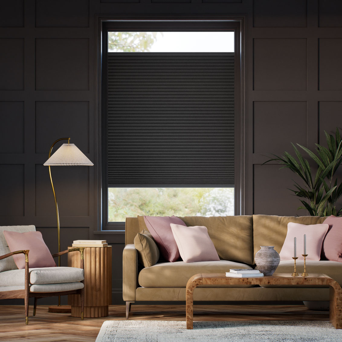 Stick On DuoShade Anchor Grey Pleated Blind