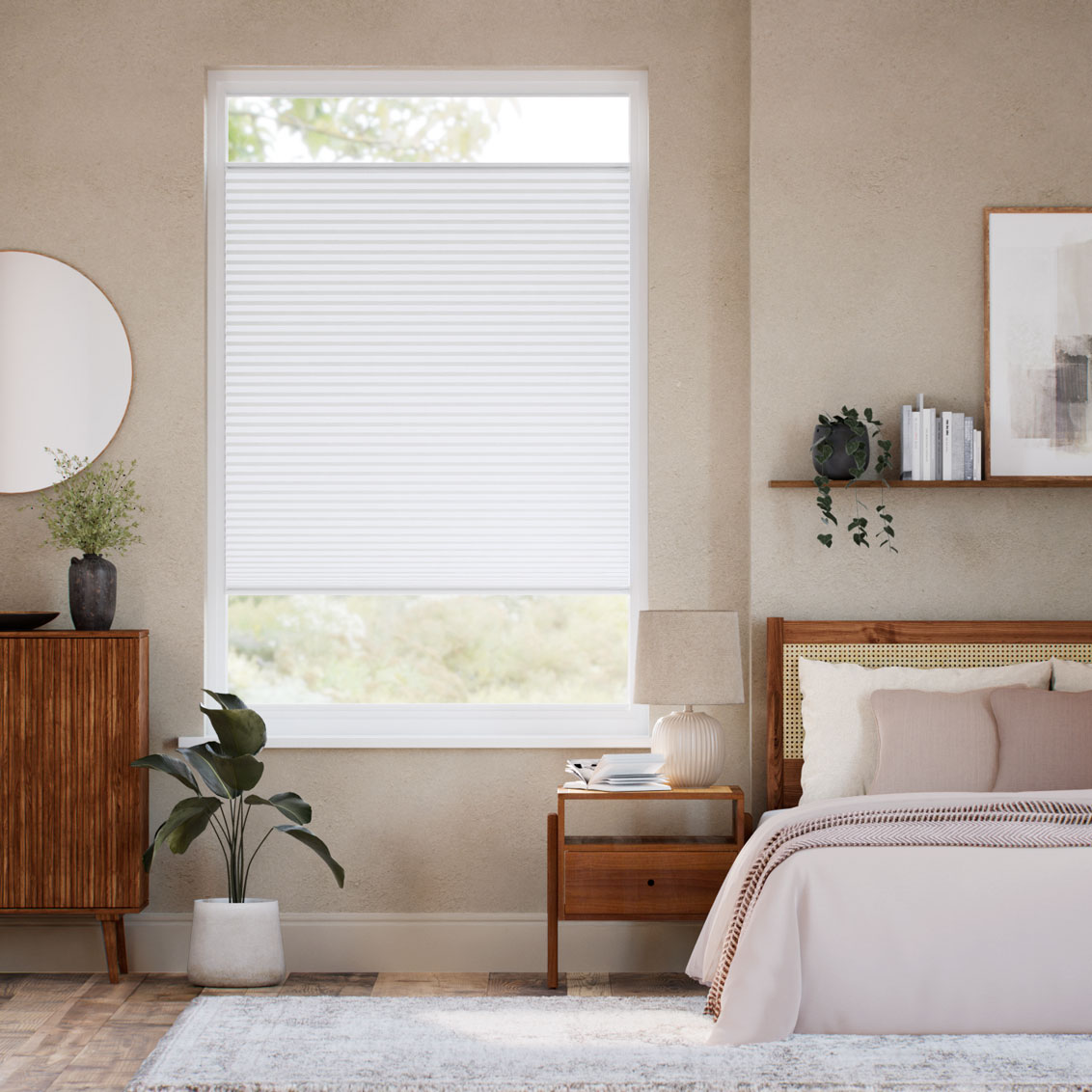 Stick On DuoShade Cloud White Pleated Blind