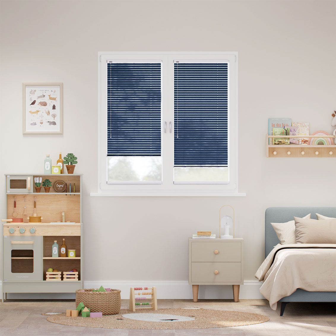 Stick On Essence Imperial Blue L-Shaped Venetian Blind - 25mm Slat