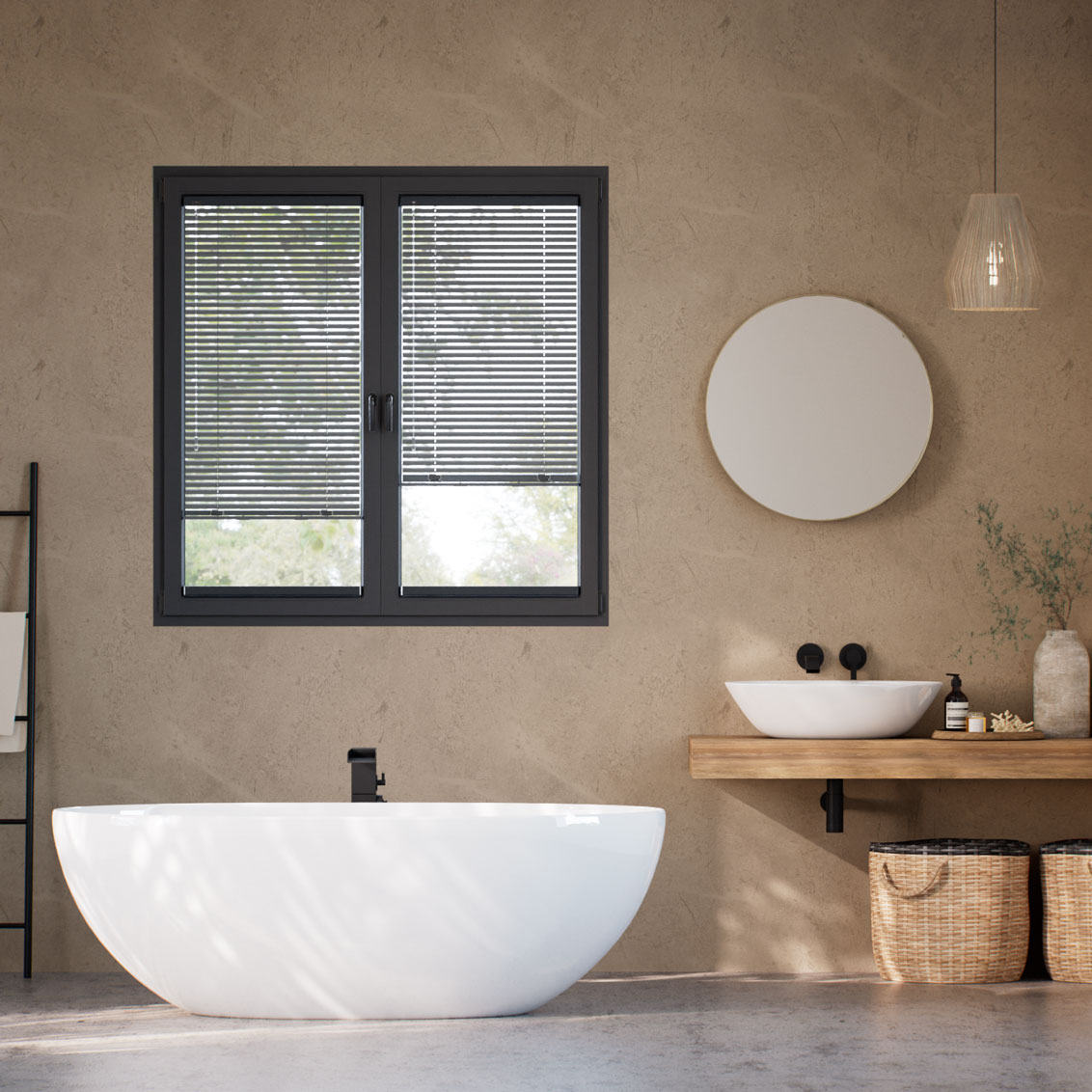 Stick On Essence Mid Grey Venetian Blind - 25mm Slat