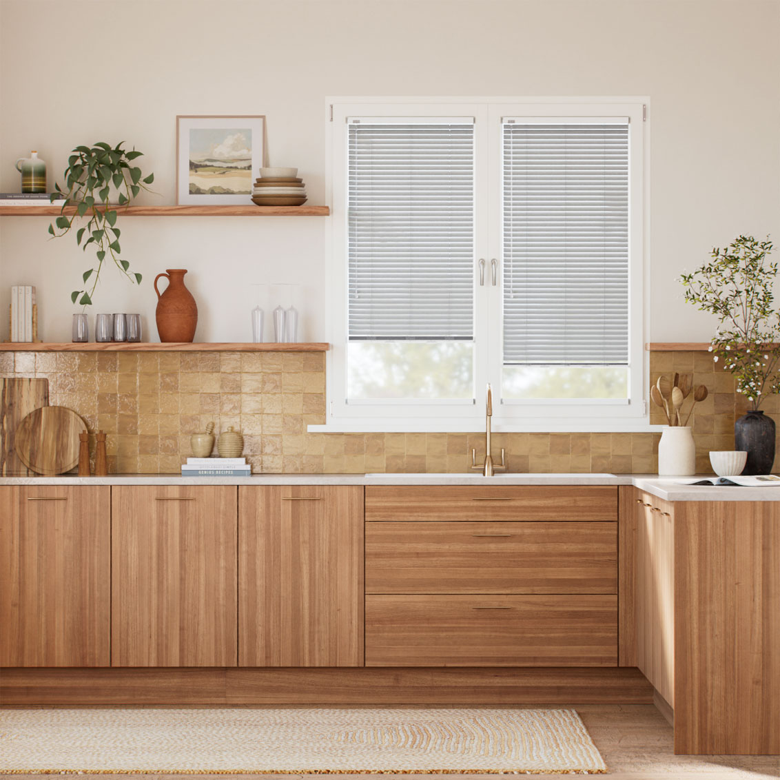 Stick On Essence Silver L-Shaped Venetian Blind - 25mm Slat