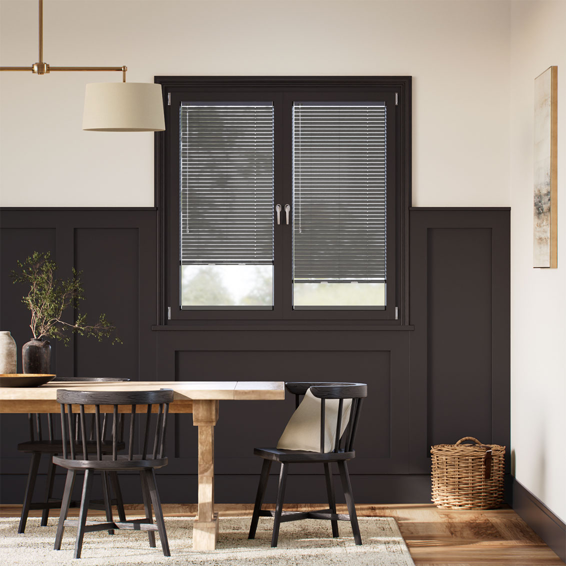 Stick On Essence Slate Grey L-Shaped Venetian Blind - 25mm Slat