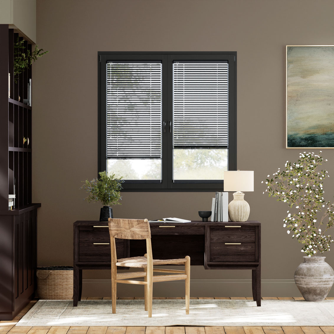 Stick On Essence Slate Grey Venetian Blind - 25mm Slat