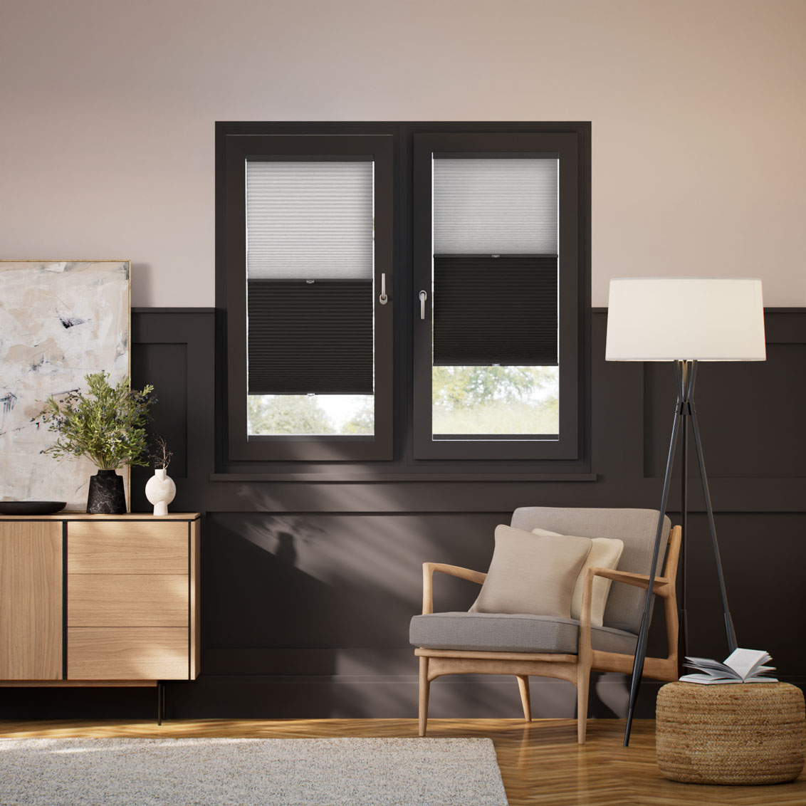 Stick On Night & Day Duo Slate Thermal Blind