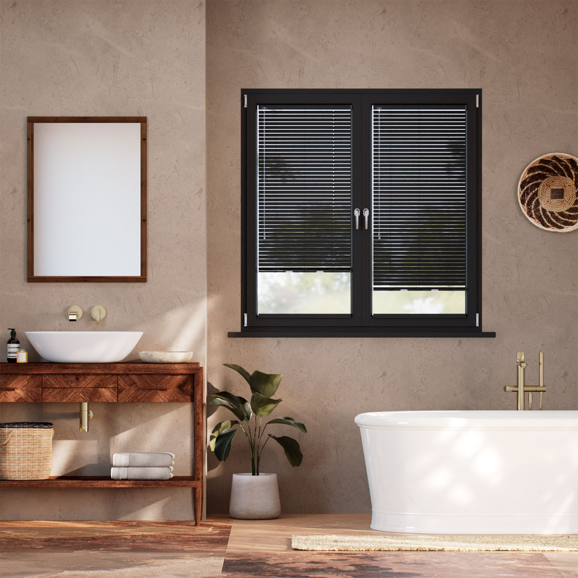 Stick On Oscar Matte Charcoal L-Shaped Venetian Blind - 25mm Slat