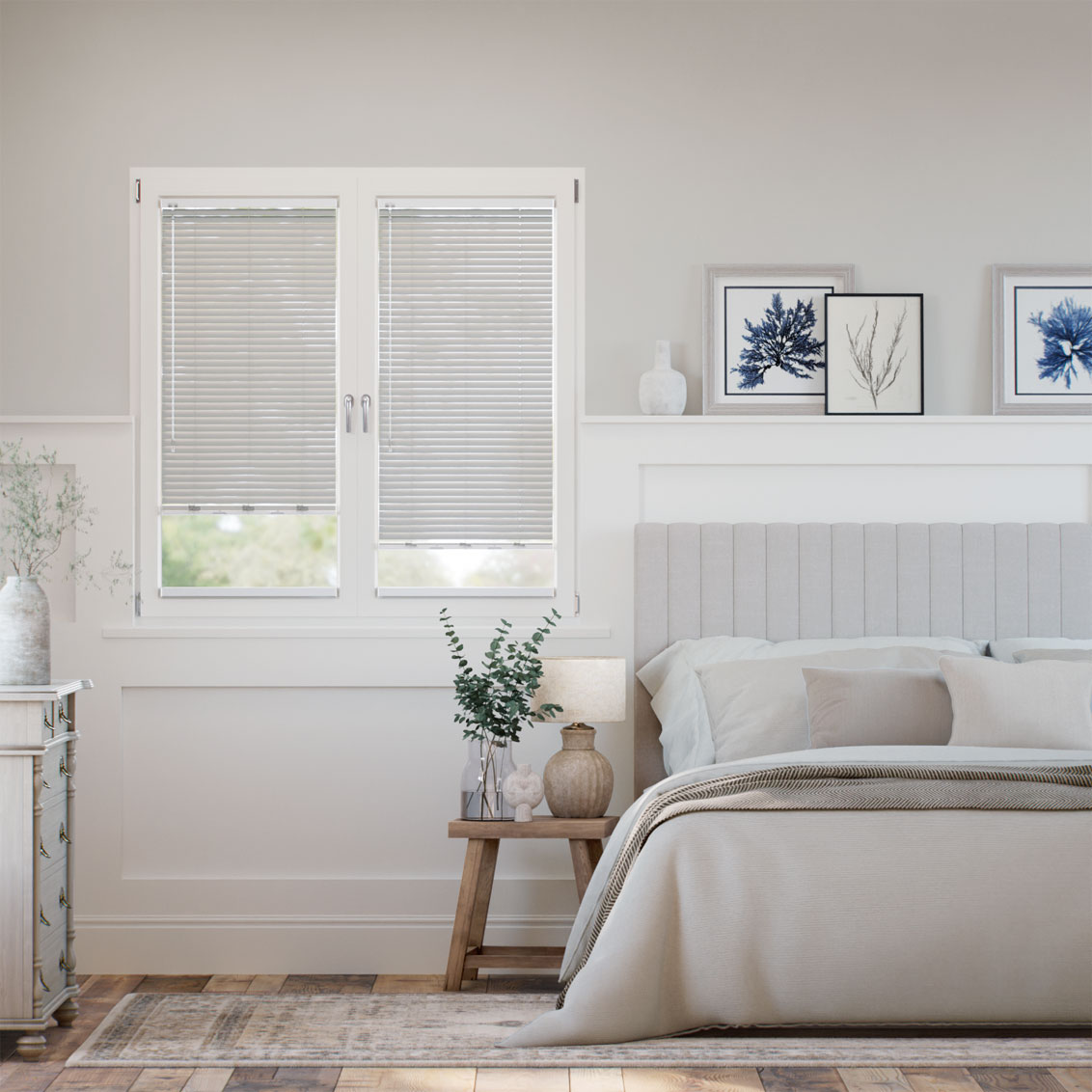 Stick On Oscar Matte Light Grey L-Shaped Venetian Blind - 25mm Slat