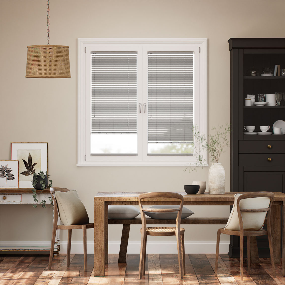 Stick On Studio Brushed Pewter L-Shaped Venetian Blind - 25mm Slat