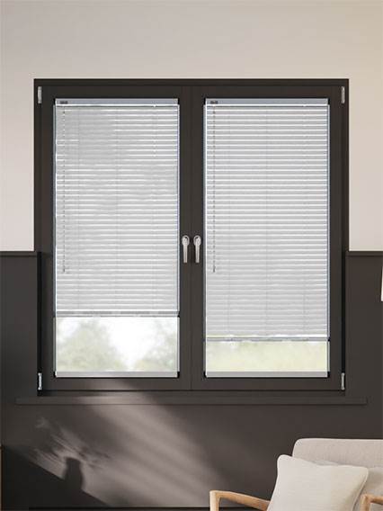 Stick On L-Shaped Studio Brushed Silver Stick On L-Shaped Venetian Blind thumbnail image