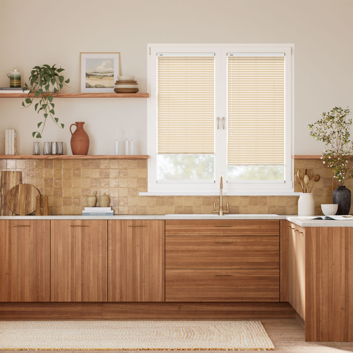 Stick On Studio Caramel L-Shaped Venetian Blind - 25mm Slat