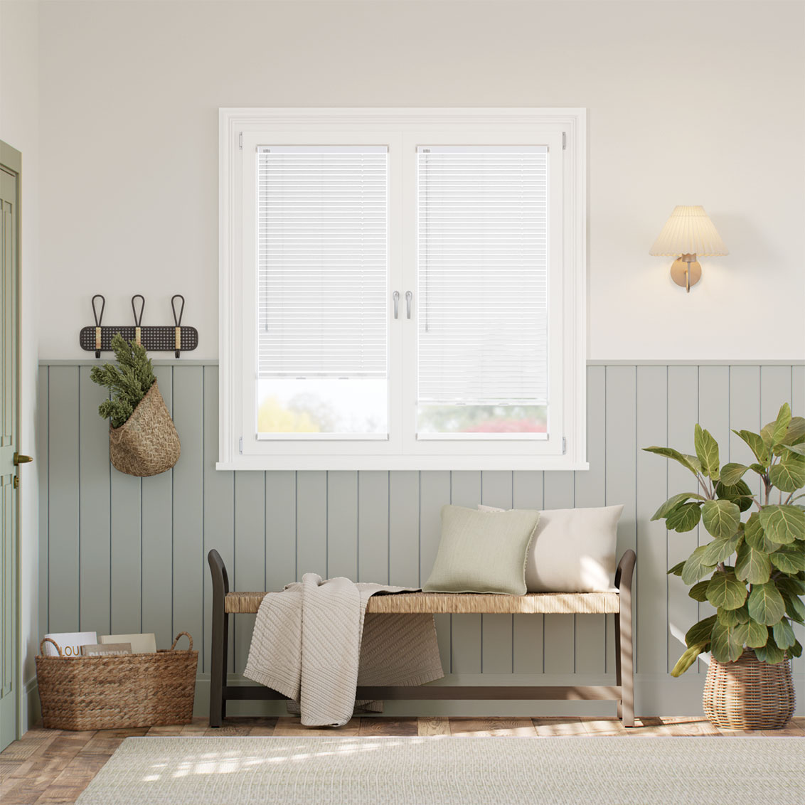 Stick On Studio Gloss white L-Shaped Venetian Blind - 25mm Slat