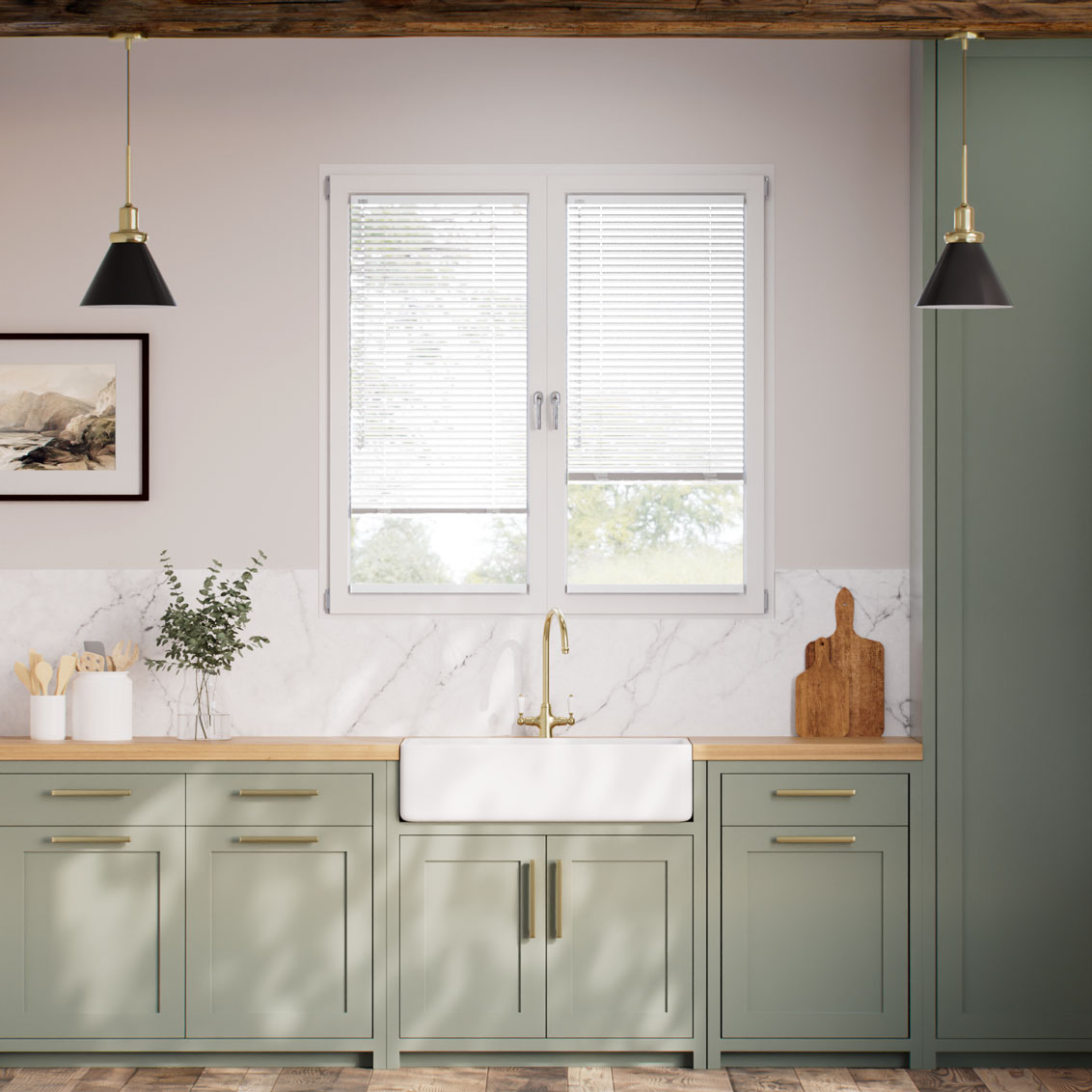 Stick On Studio Gloss White Venetian Blind - 25mm Slat