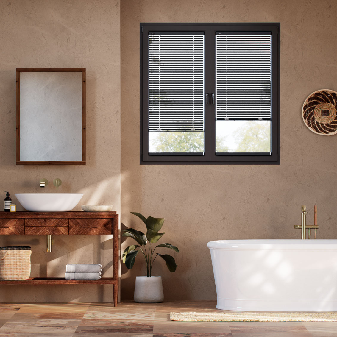 Stick On Studio Jet Black Venetian Blind - 25mm Slat