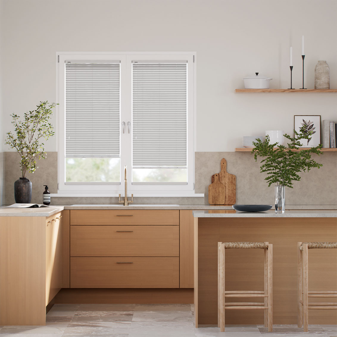 Stick On Studio Pebble Grey L-Shaped Venetian Blind - 25mm Slat