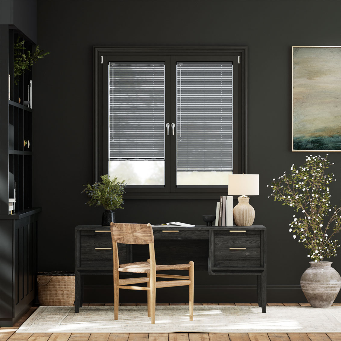 Stick On Studio Space Grey L-Shaped Venetian Blind - 25mm Slat