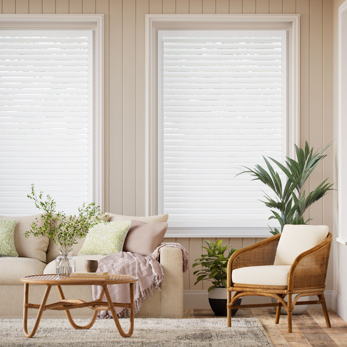 Stick On Cloud White No Drill Shutter Blind - 63mm Slat