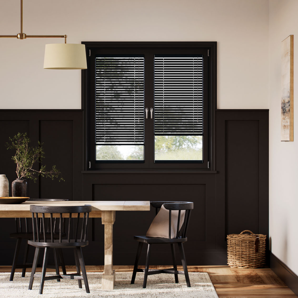 Stick On Atelier Dark Black Venetian Blind - 25mm Slat