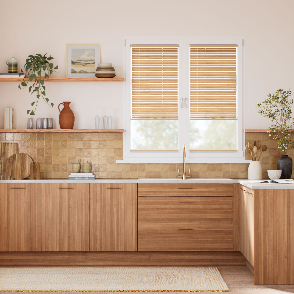 Stick On Autumn Oak Wooden Blind - 25mm Slat