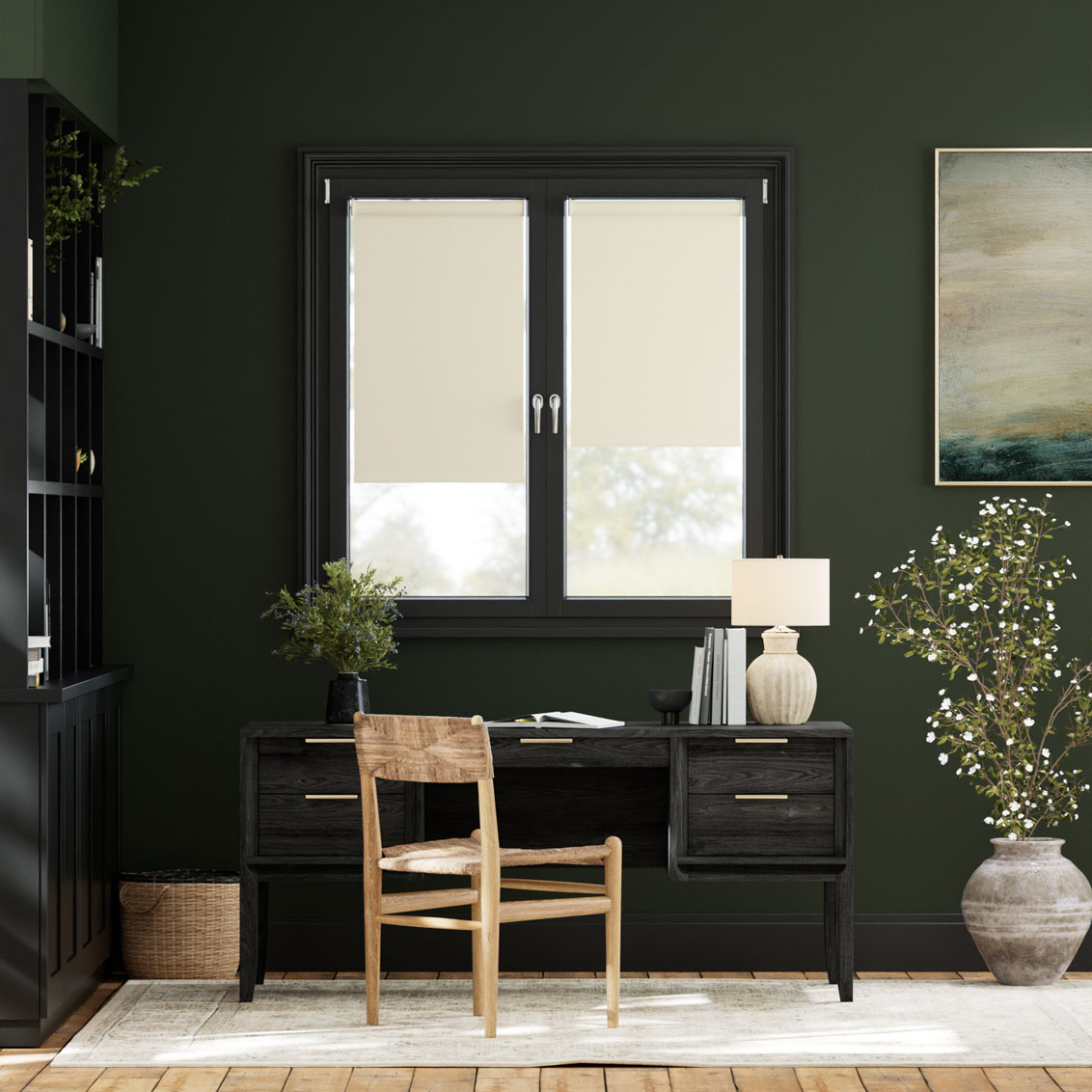 Stick On Sevilla Blackout Cottage Cream Roller Blind