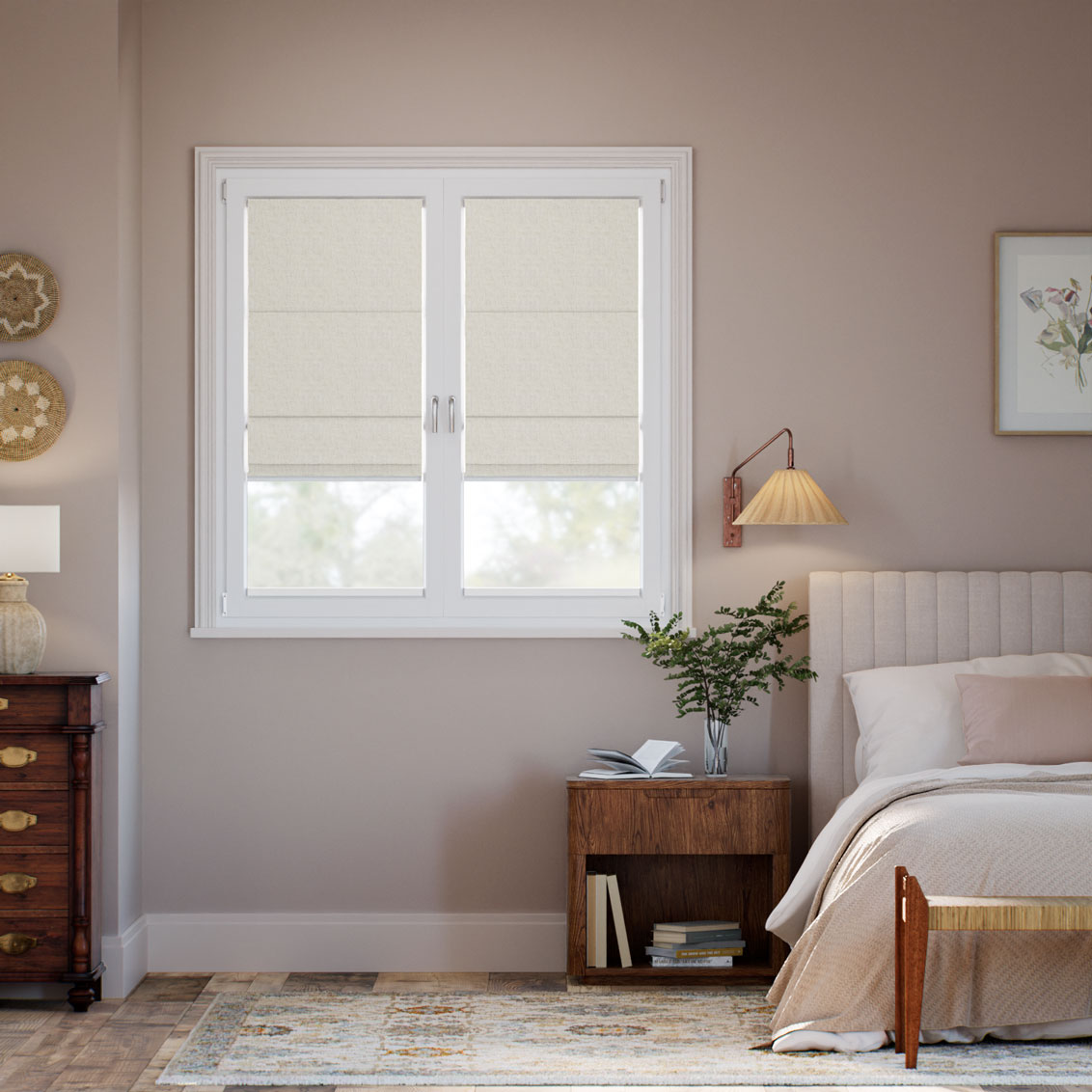 Stick On Bijou Linen Oatmeal Roman Blind