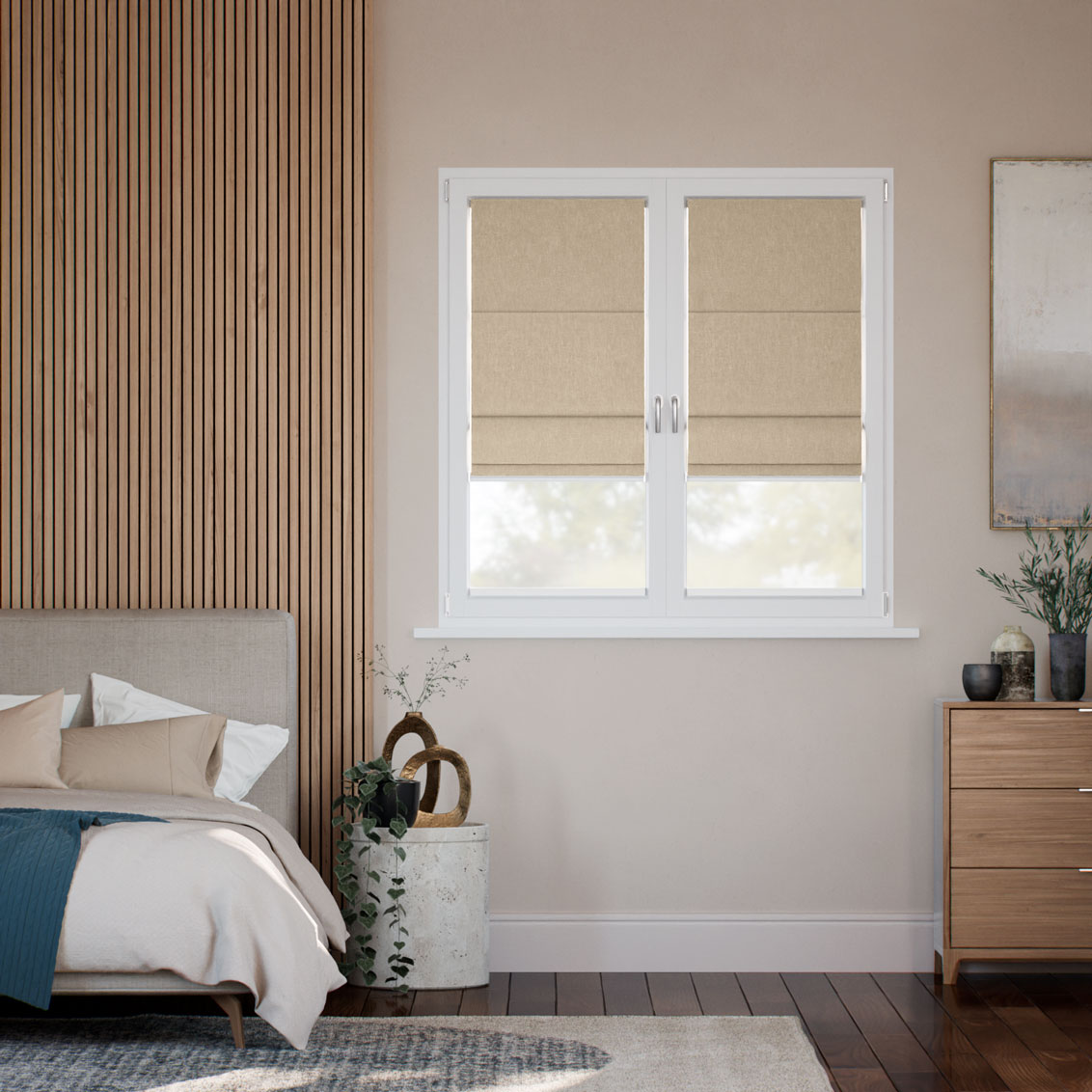 Stick On Cavendish Oatmeal Roman Blind