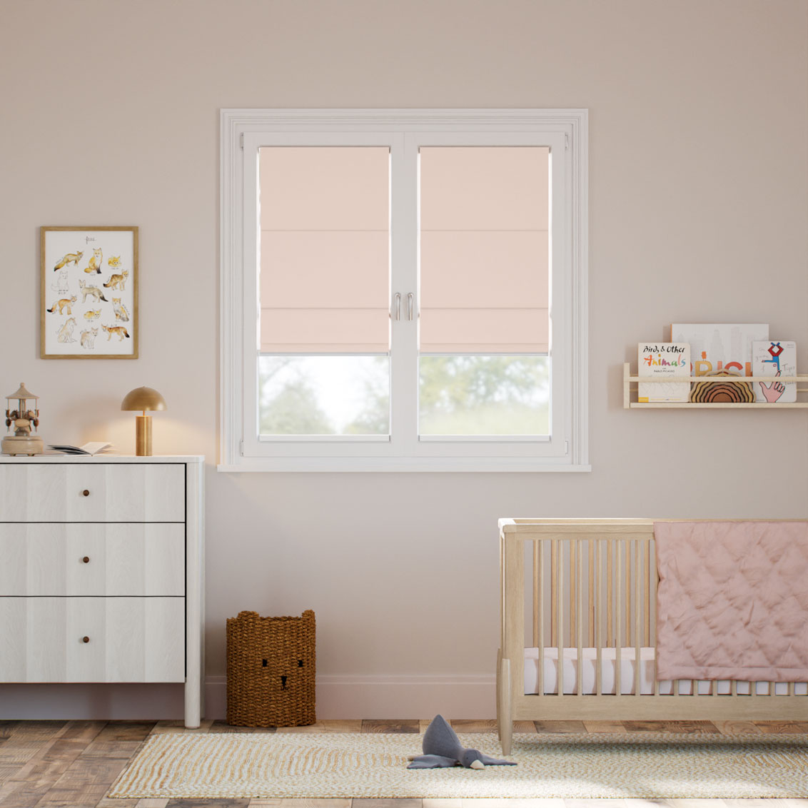 Stick On Cavendish Warm Blush Roman Blind