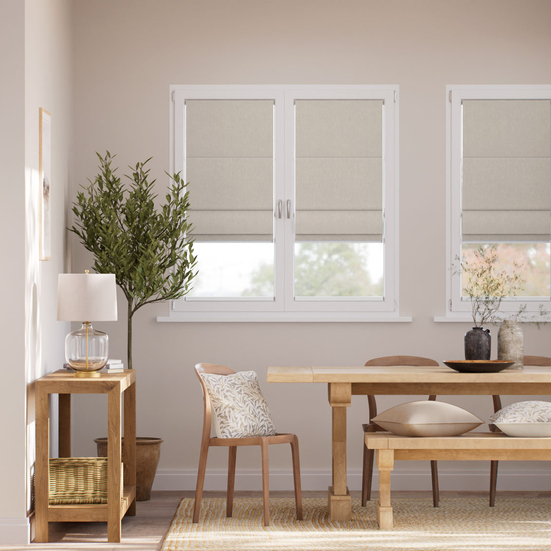 Stick On Harrow Warm Stone Roman Blind