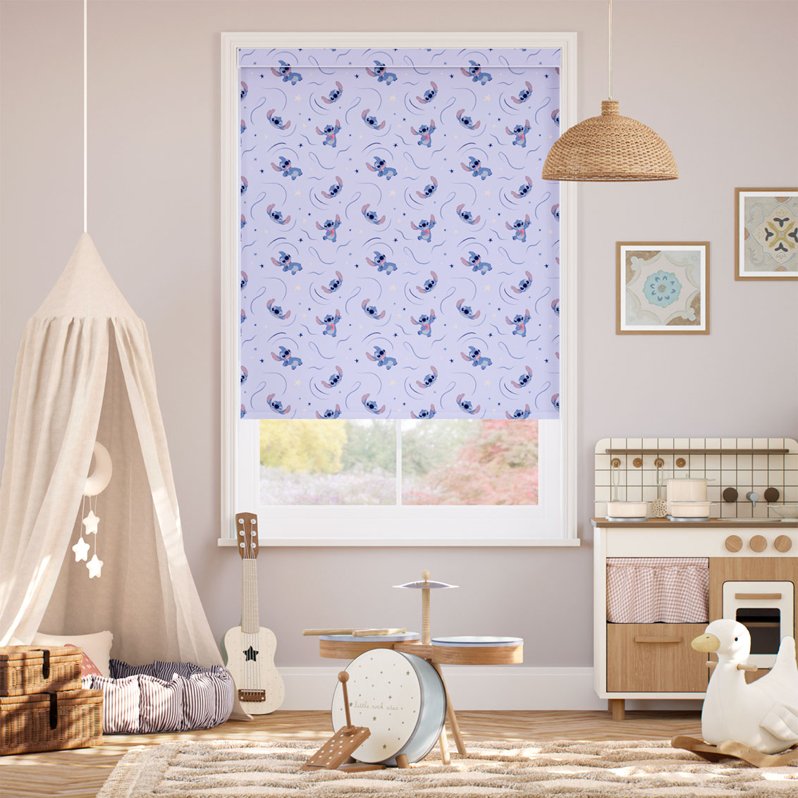 Stitch Galaxy Blackout Periwinkle Roller Blind