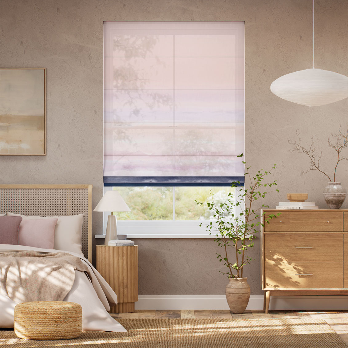 Strata Stripe Voile Dusk Roman Blind