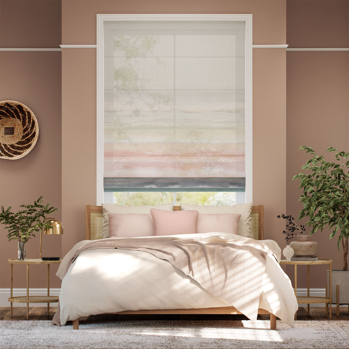 Strata Stripe Voile Opal Roman Blind