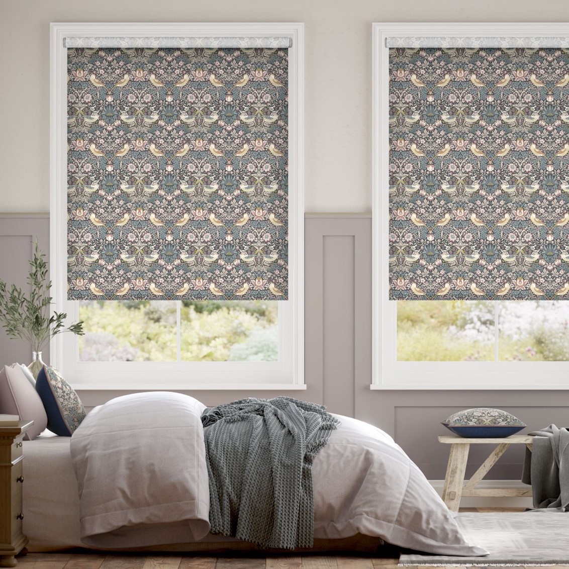 William Morris Strawberry Thief Vintage Blush Roller Blind