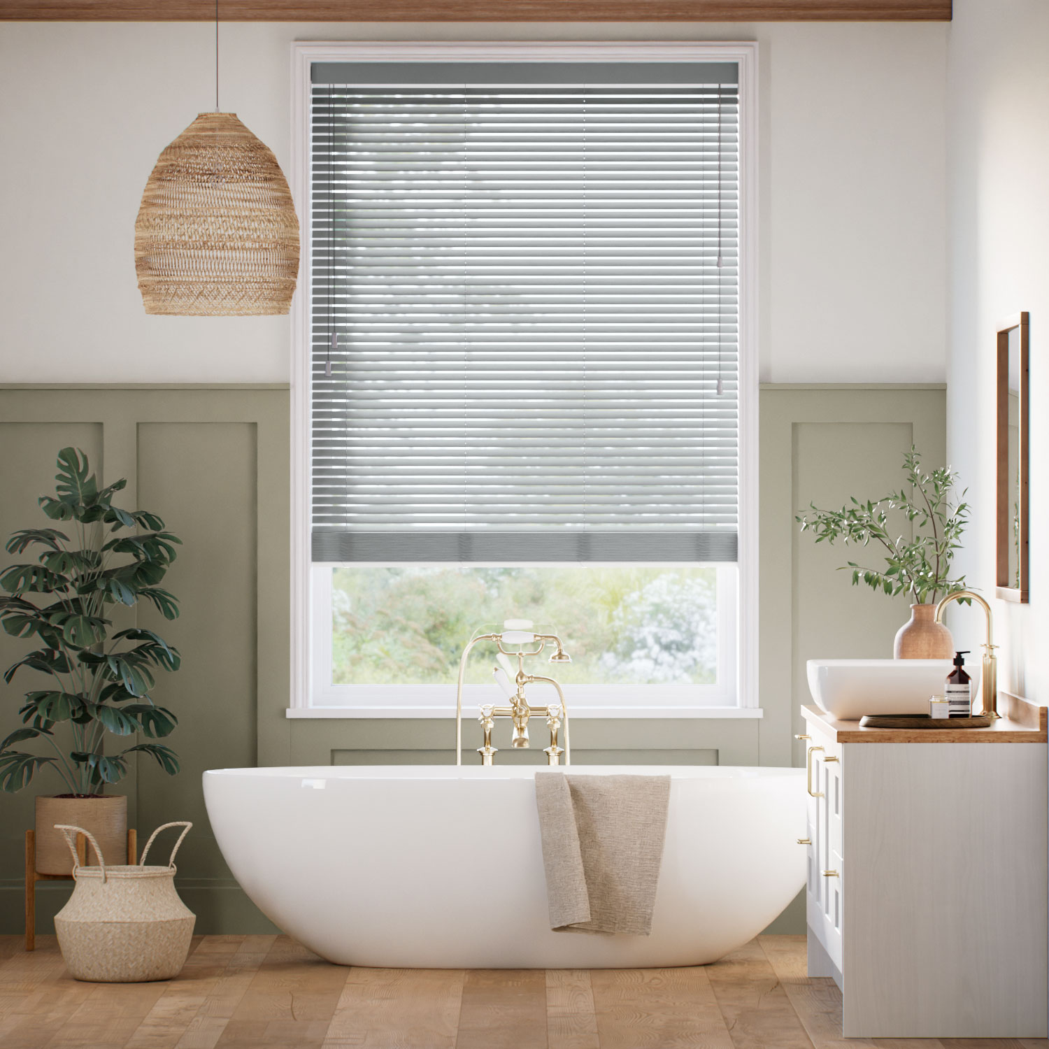 Cloud Grey Wooden Blind - 35mm Slat 