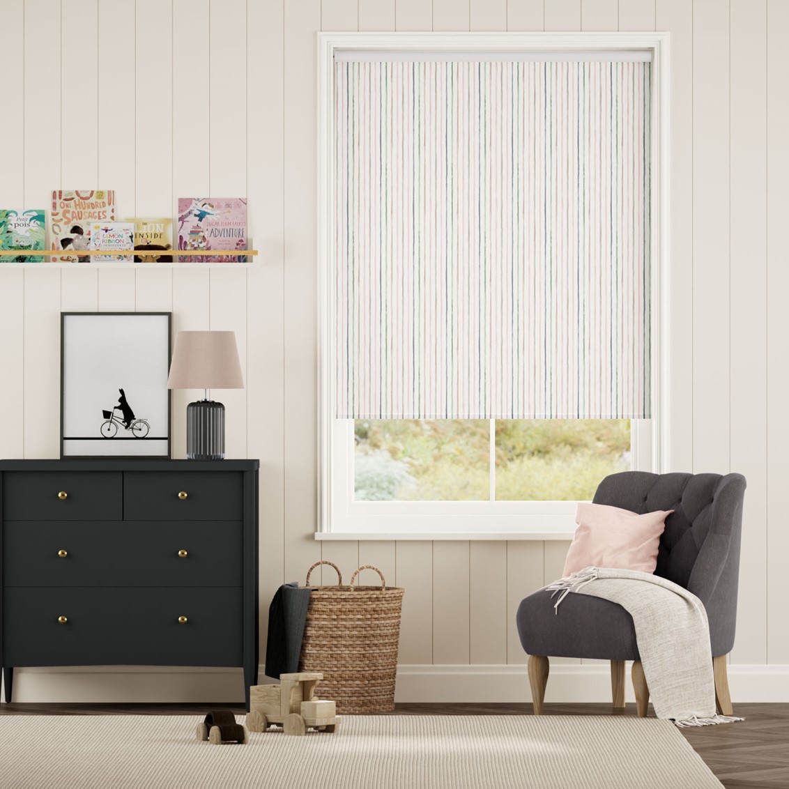 Suki Stripe Blossom Roller Blind