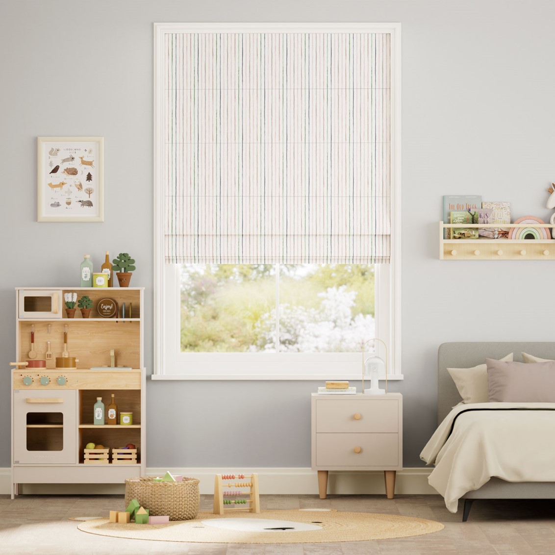 Suki Stripe Blossom Roman Blind