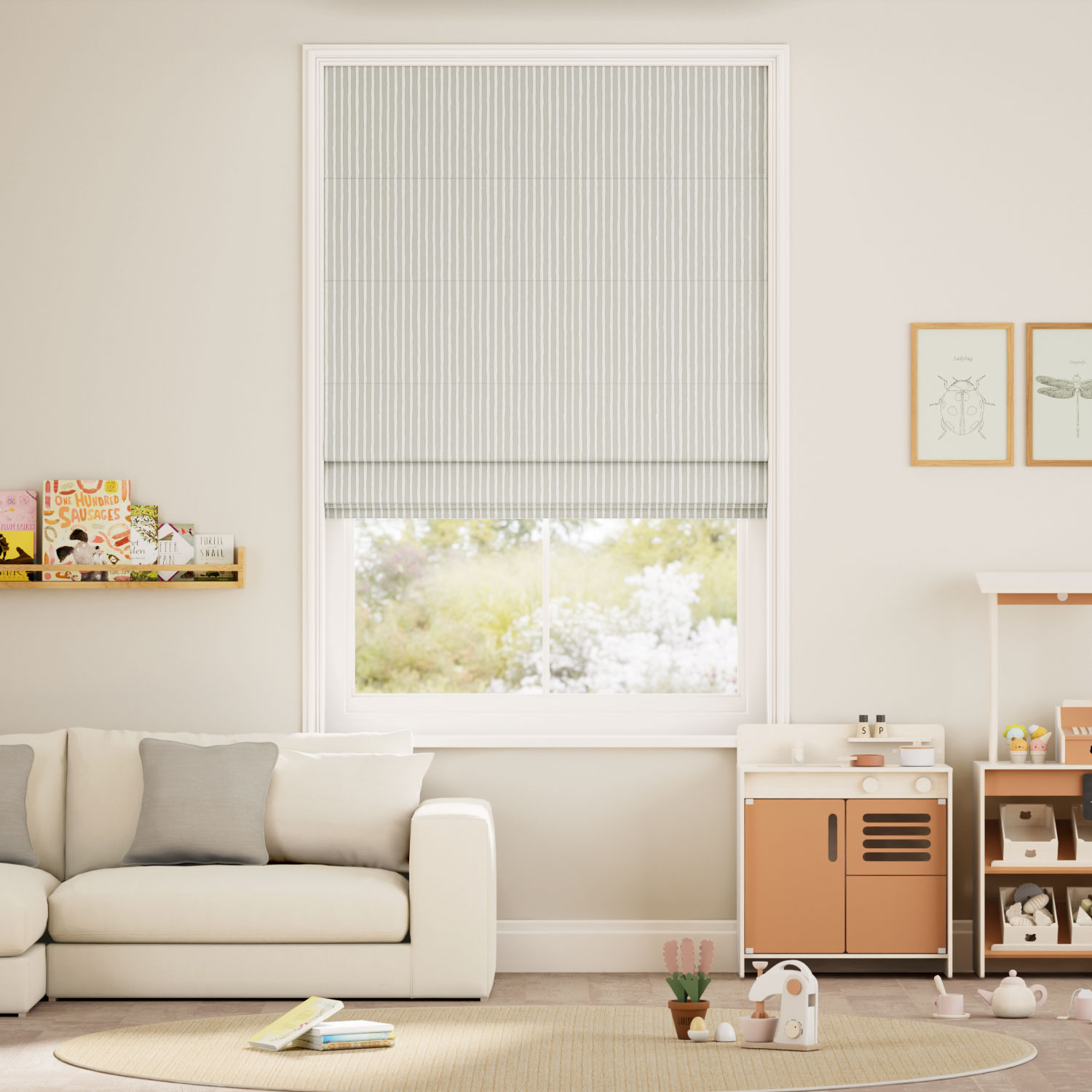 Suki Stripe Dove Roman Blind