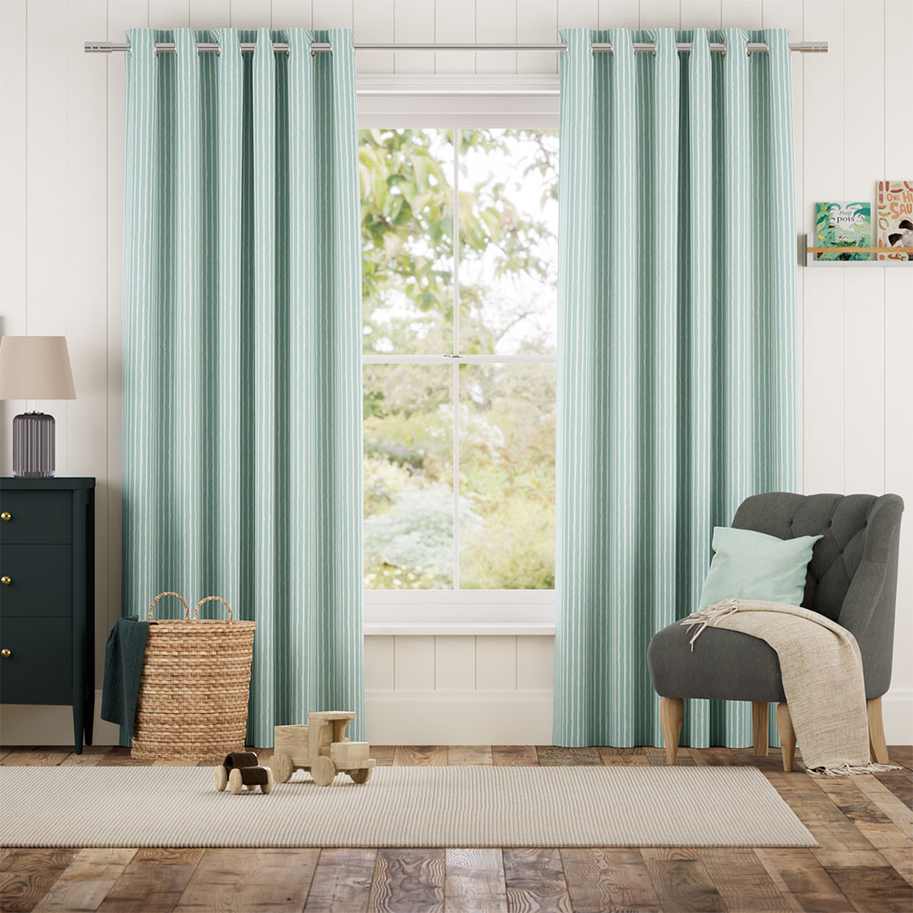 Suki Stripe Duck Egg Curtains thumbnail image