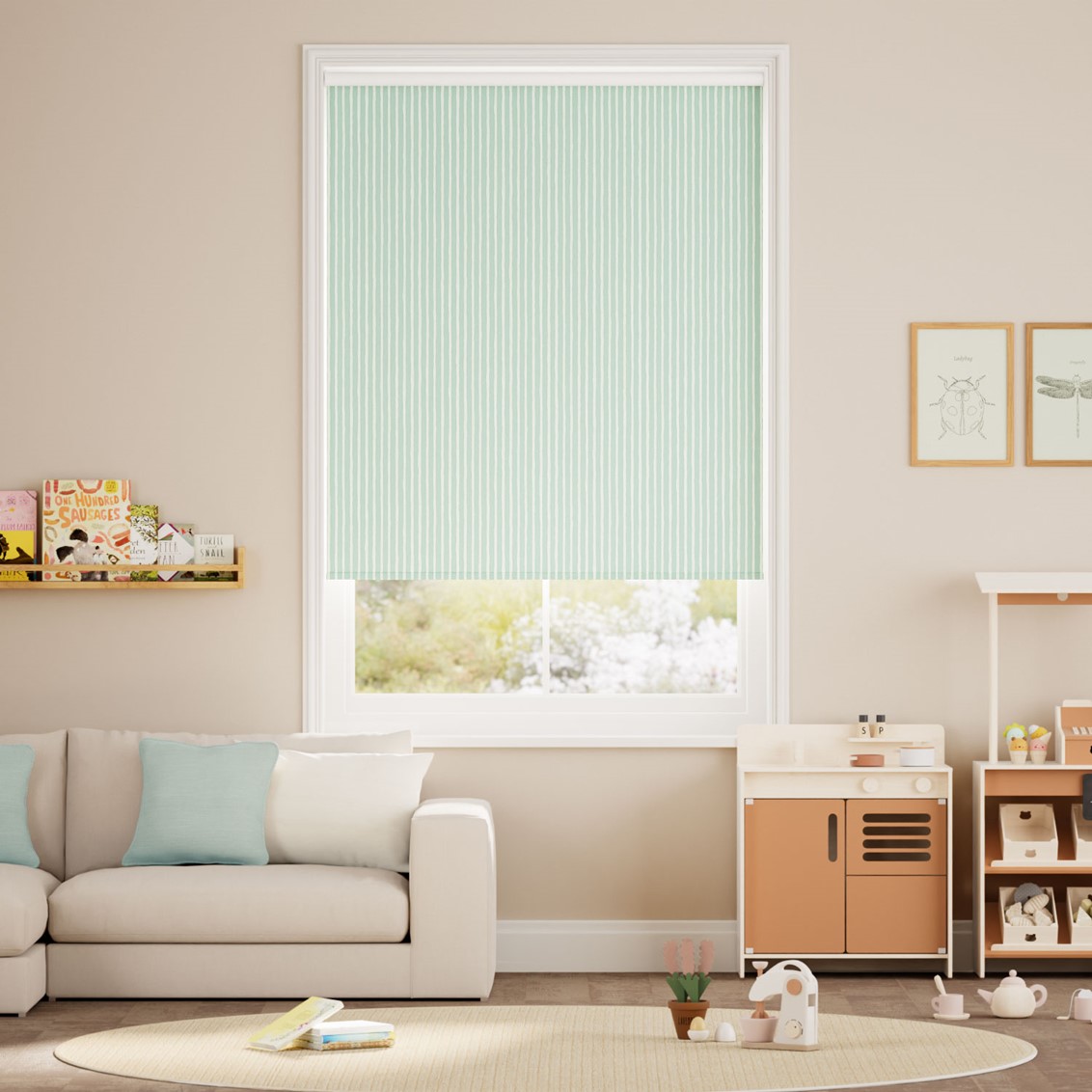 Suki Stripe Duck Egg Roller Blind