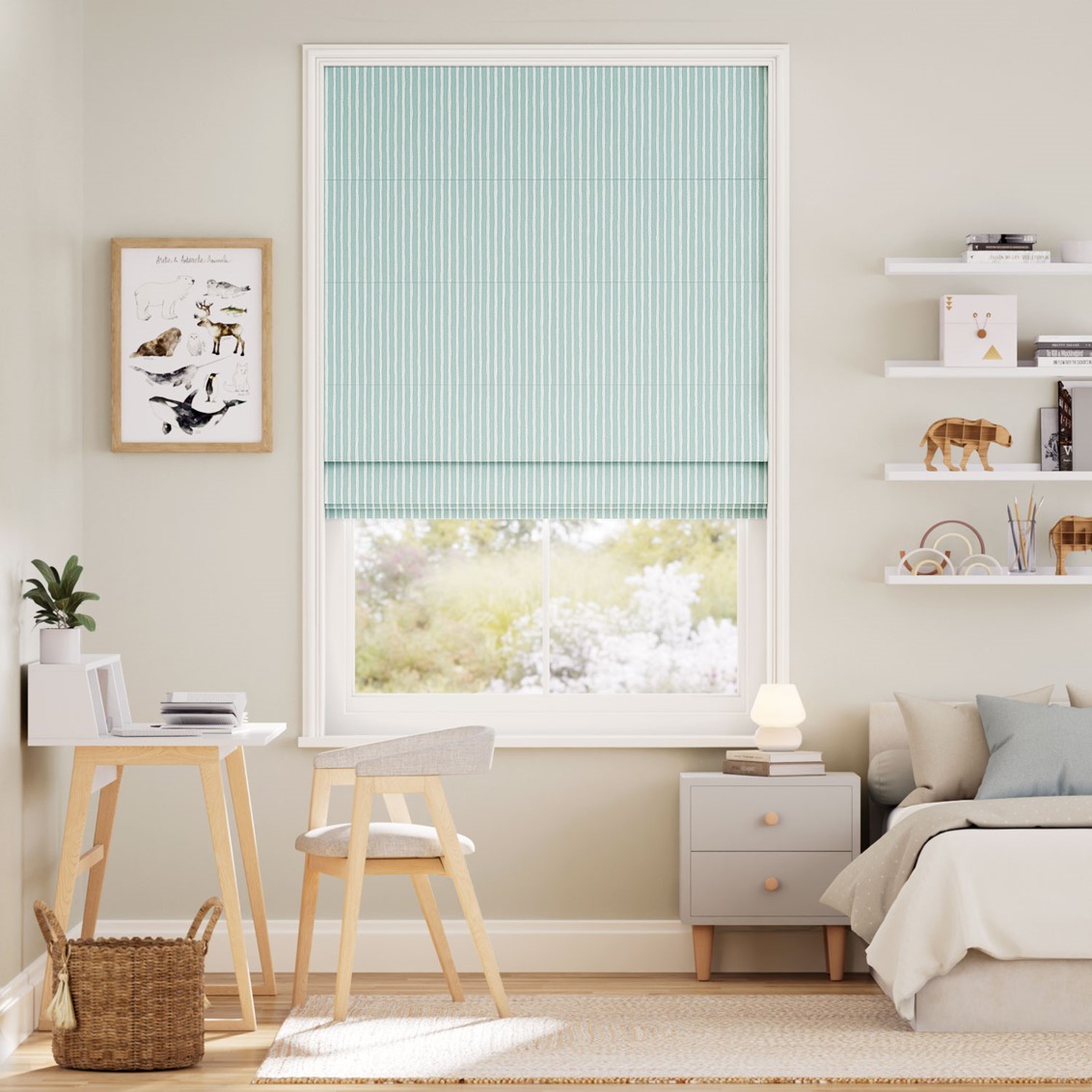 Suki Stripe Duck Egg Roman Blind