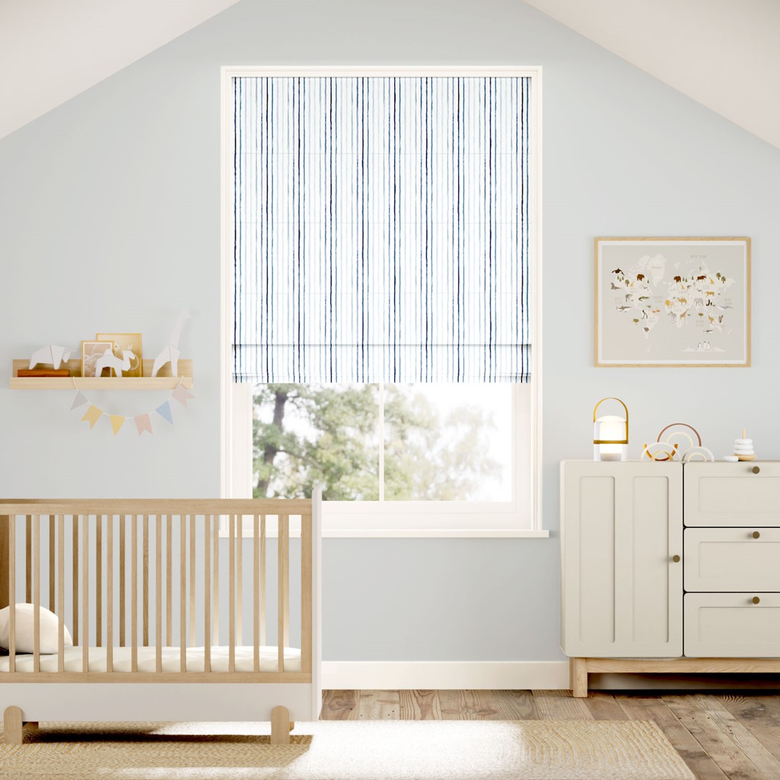 Suki Stripe Frost Roman Blind