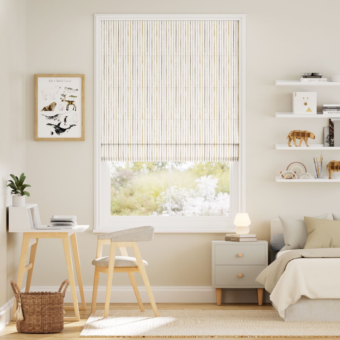 Suki Stripe Gold Roman Blind