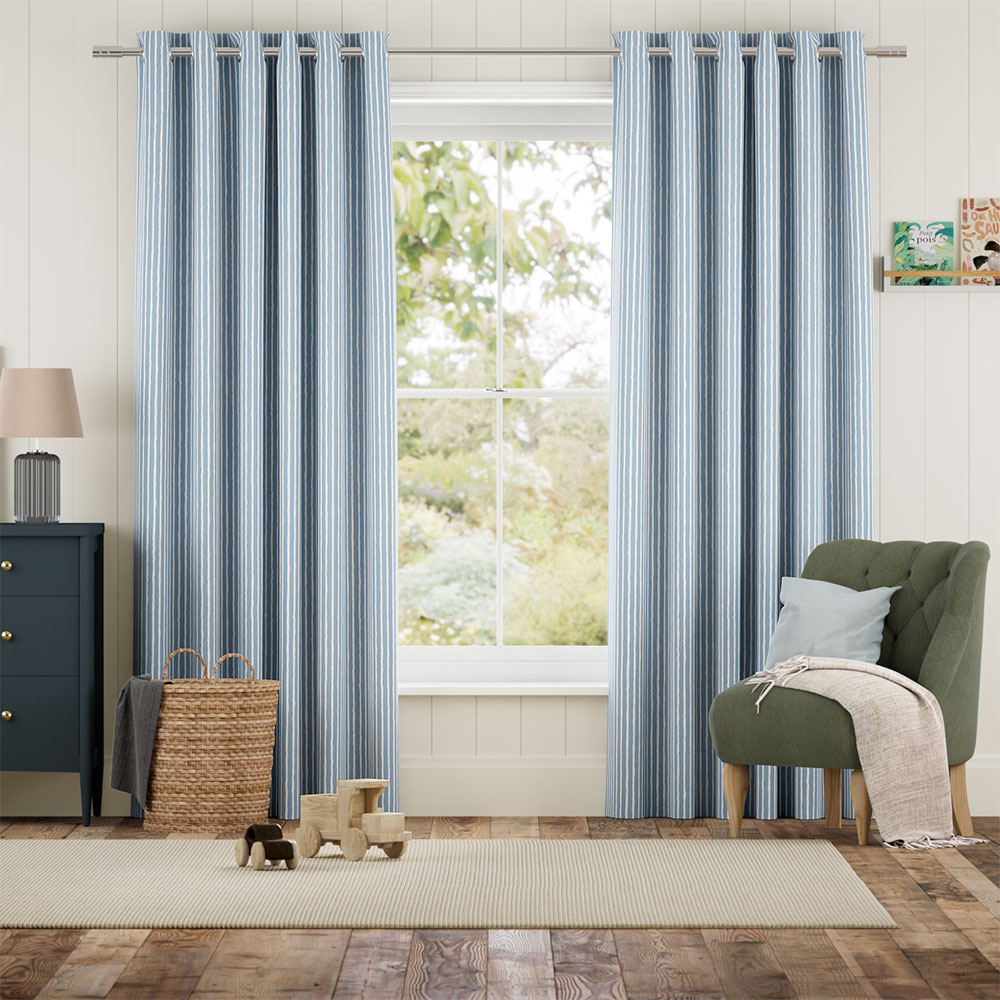 Suki Stripe Sky Blue Curtains thumbnail image