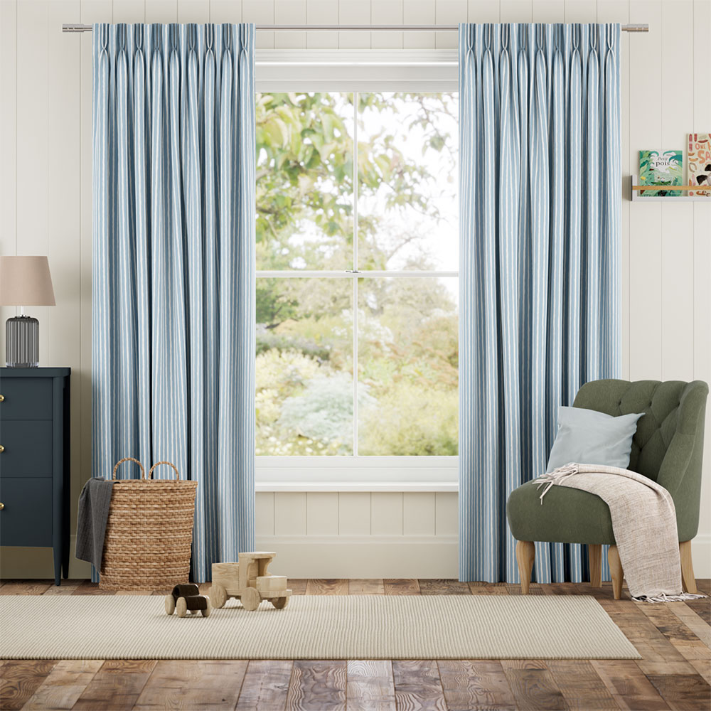 Suki Stripe Sky Blue Curtains thumbnail image