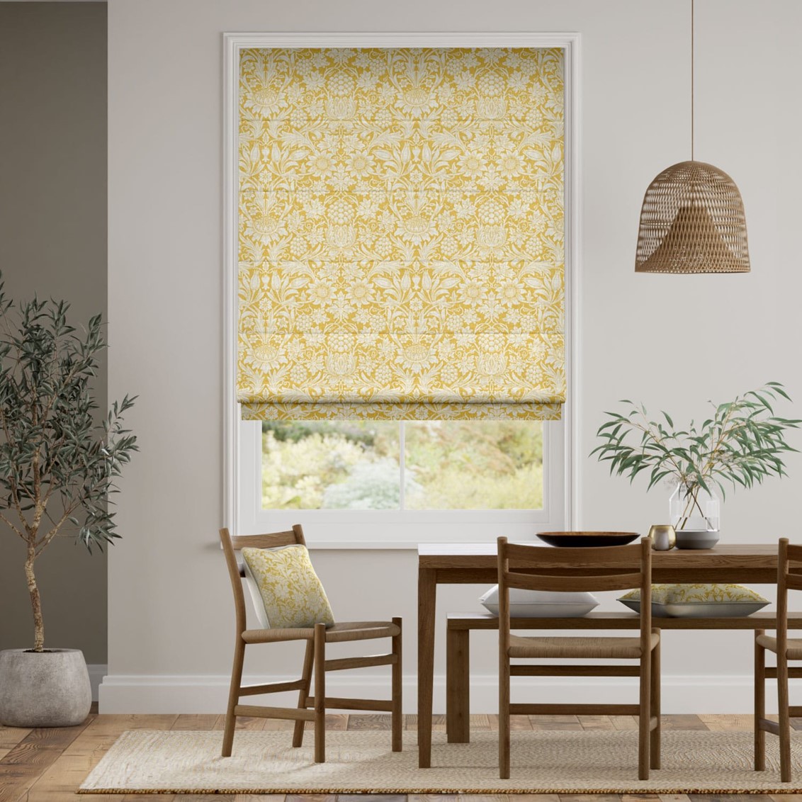 William Morris Sunflower Honey Roman Blind