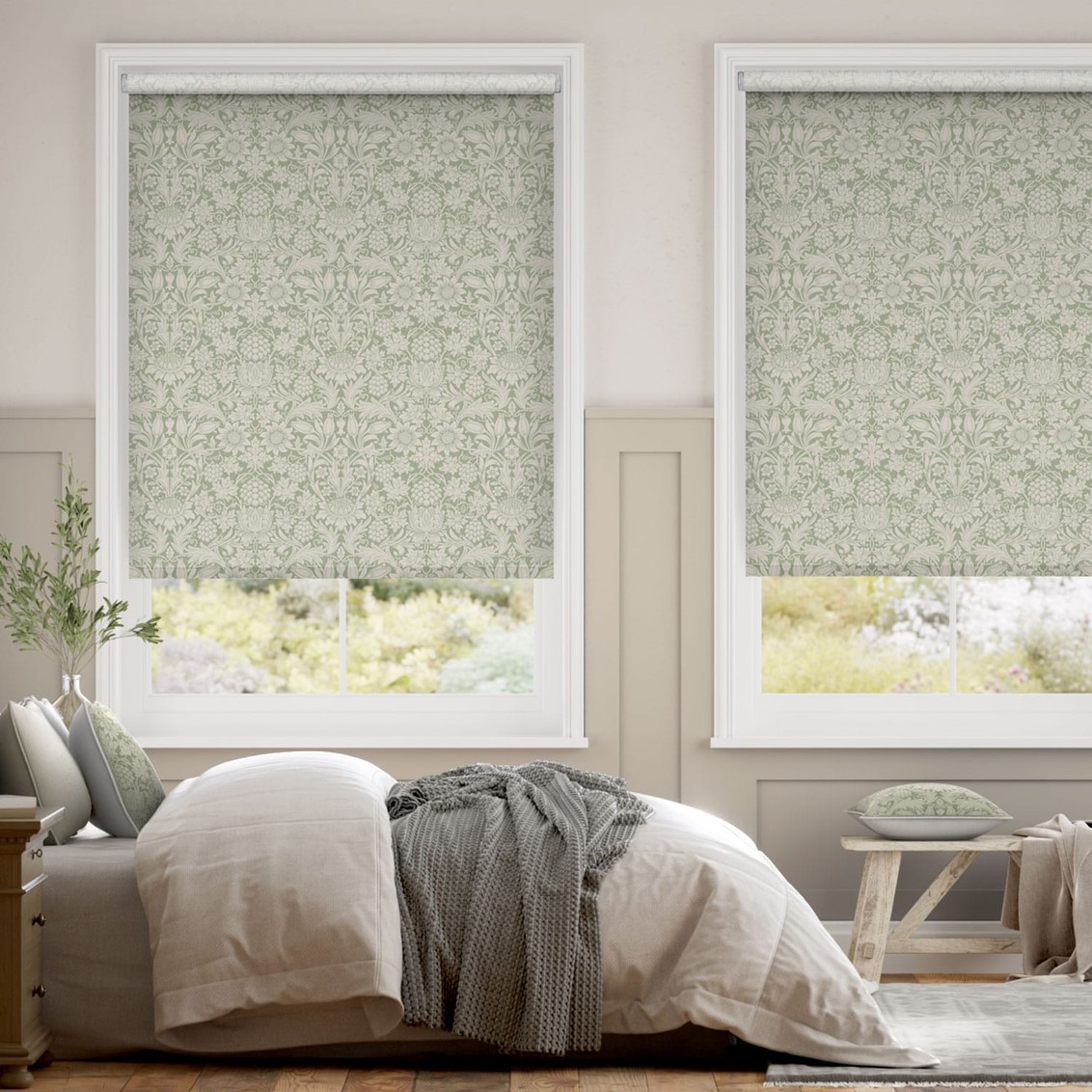 William Morris Sunflower Soft Green Roller Blind