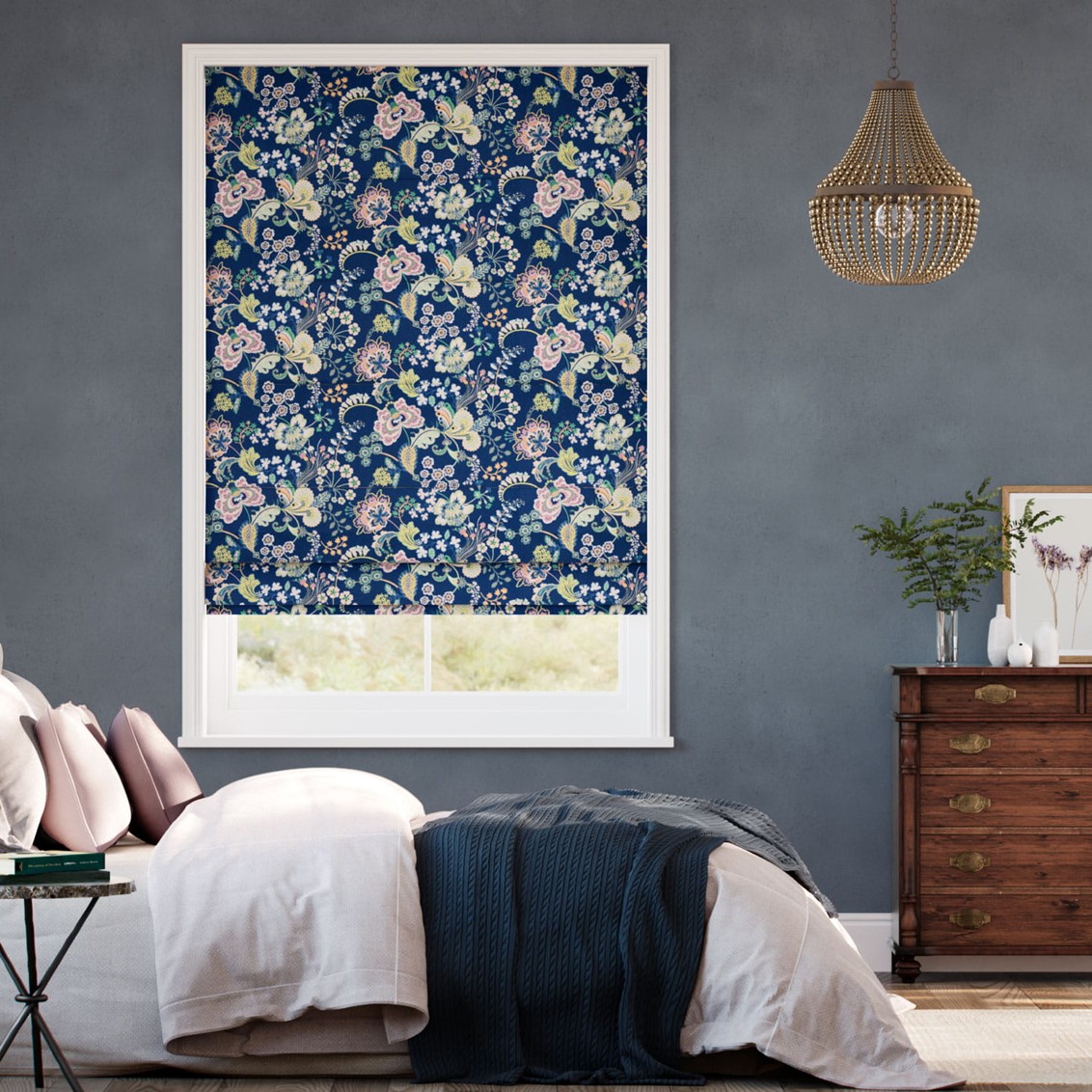 Symphony Indigo Roman Blind