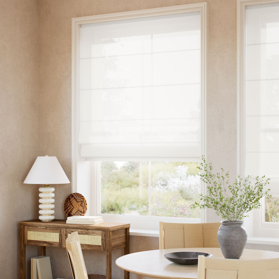 Tahiti Voile Snow Roman Blind