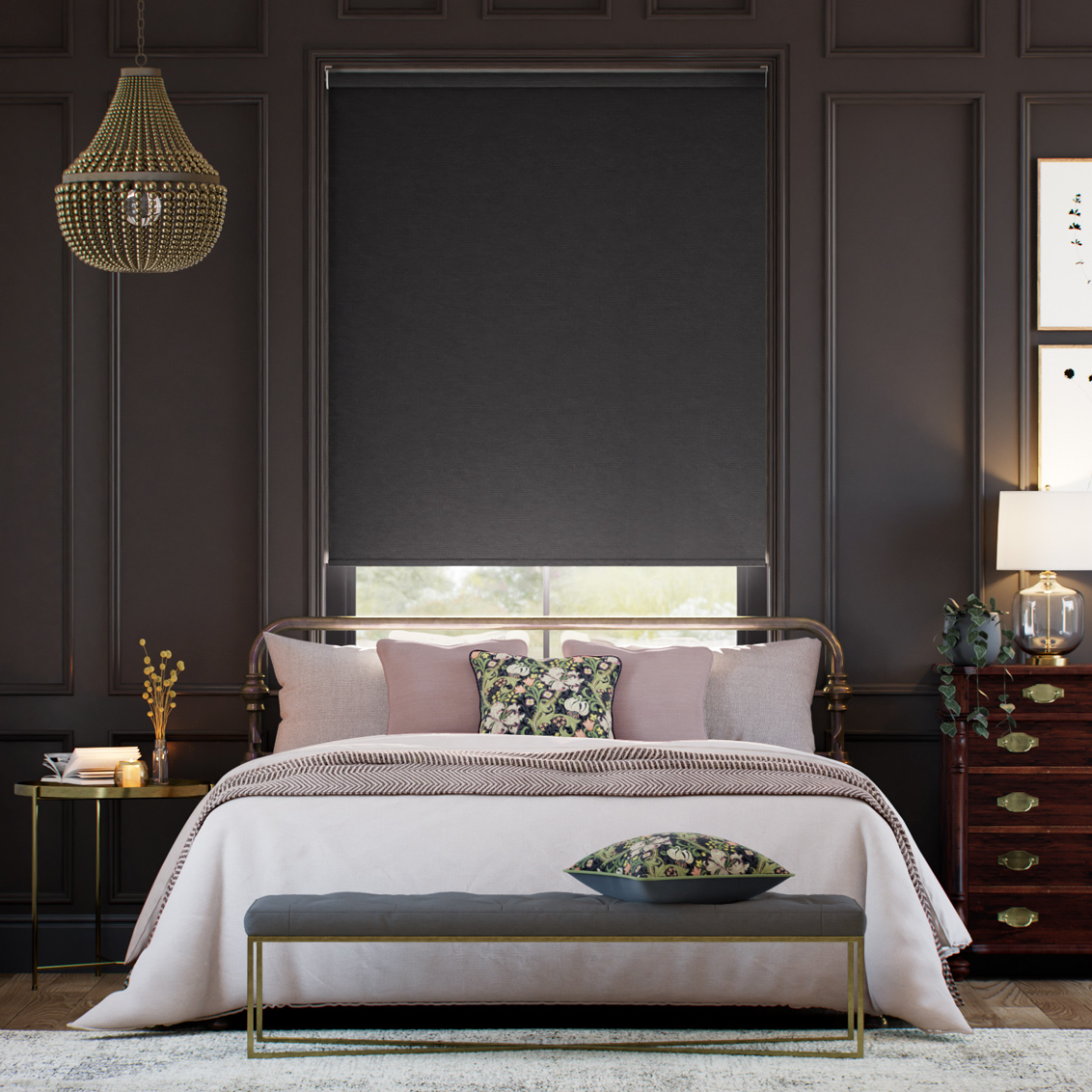 Tamlin Blackout Faux Suede Charcoal Roller Blind