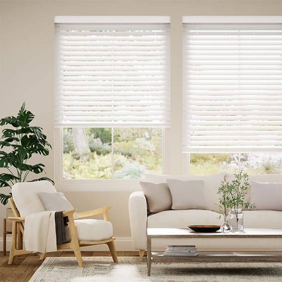 Tampa Alpine White Faux Wood Blind - 50mm Slat