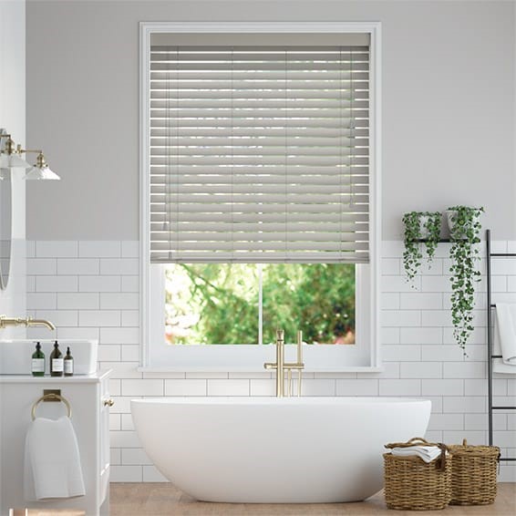 Tampa Tonal Grey Faux Wood Blind - 50mm Slat