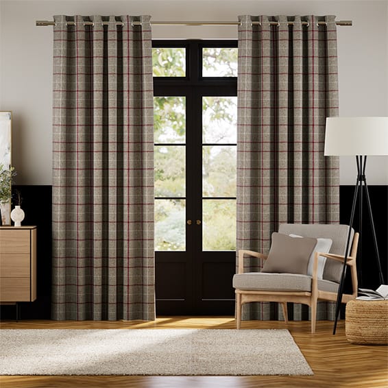 Tattersall Check Berry  Curtains